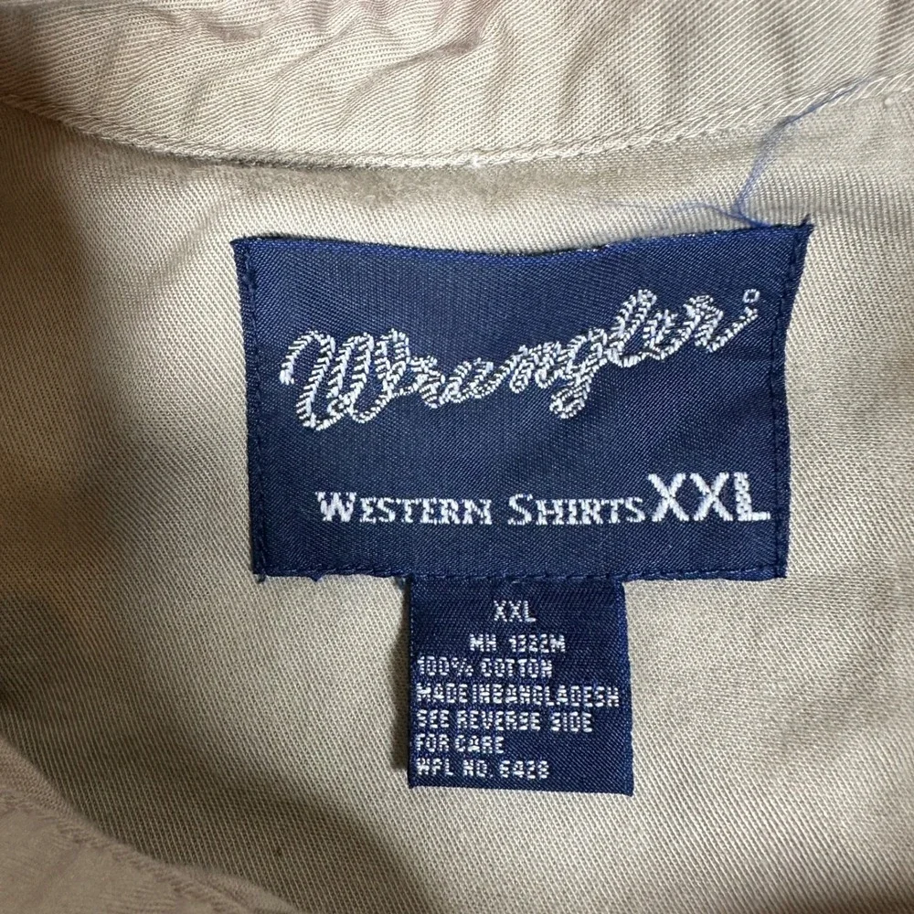 Wrangler Western Shirt XXL Mens Beige Maroon Geometric Colorblock Button Down 90 - Picture 7 of 7